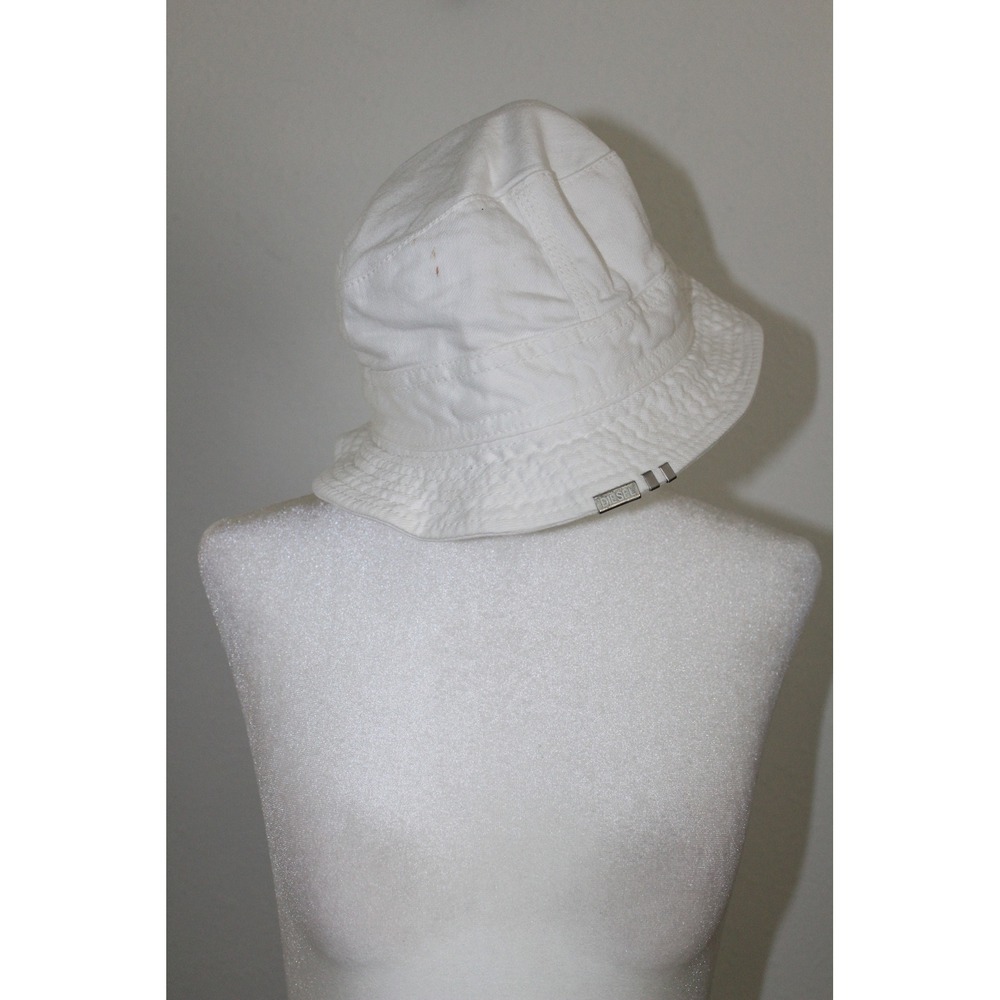 VTG Diesel White Cotton Bucket Hat Made in Italy Metal Logo Y2K 90s Size III